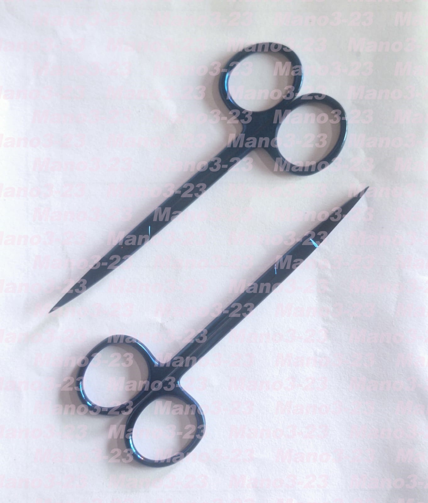 2 Pcs Iris Supercut 4.5” Scissors Straight & Curved Blue Coated Plastic Surgery