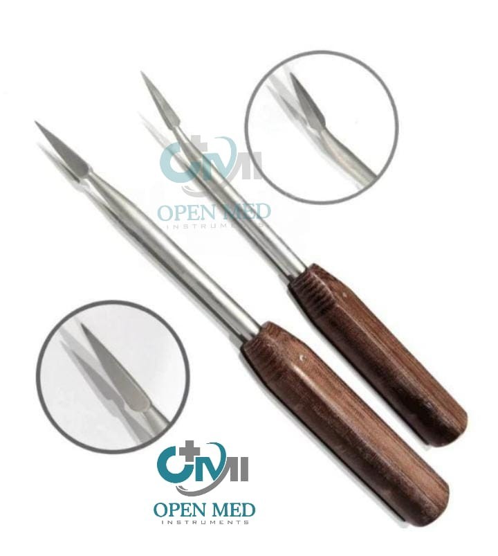 2 Pcs Bone Awl Fiber Handle Straight & Curved Orthopedic Bone Surgery Instrument