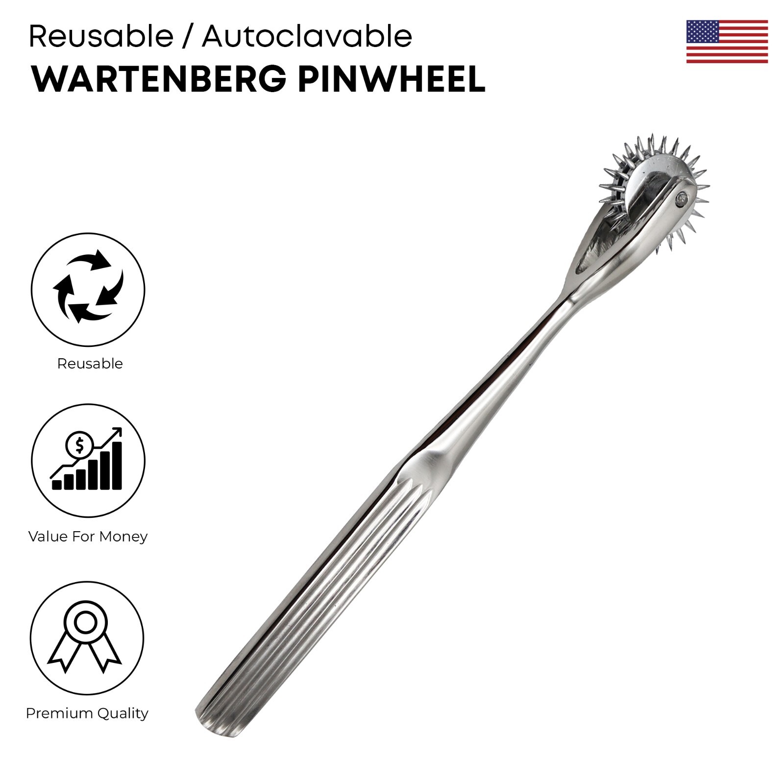 Wartenberg Pinwheel 2 wheel German Grade Stainless Steel Neurological Instrument