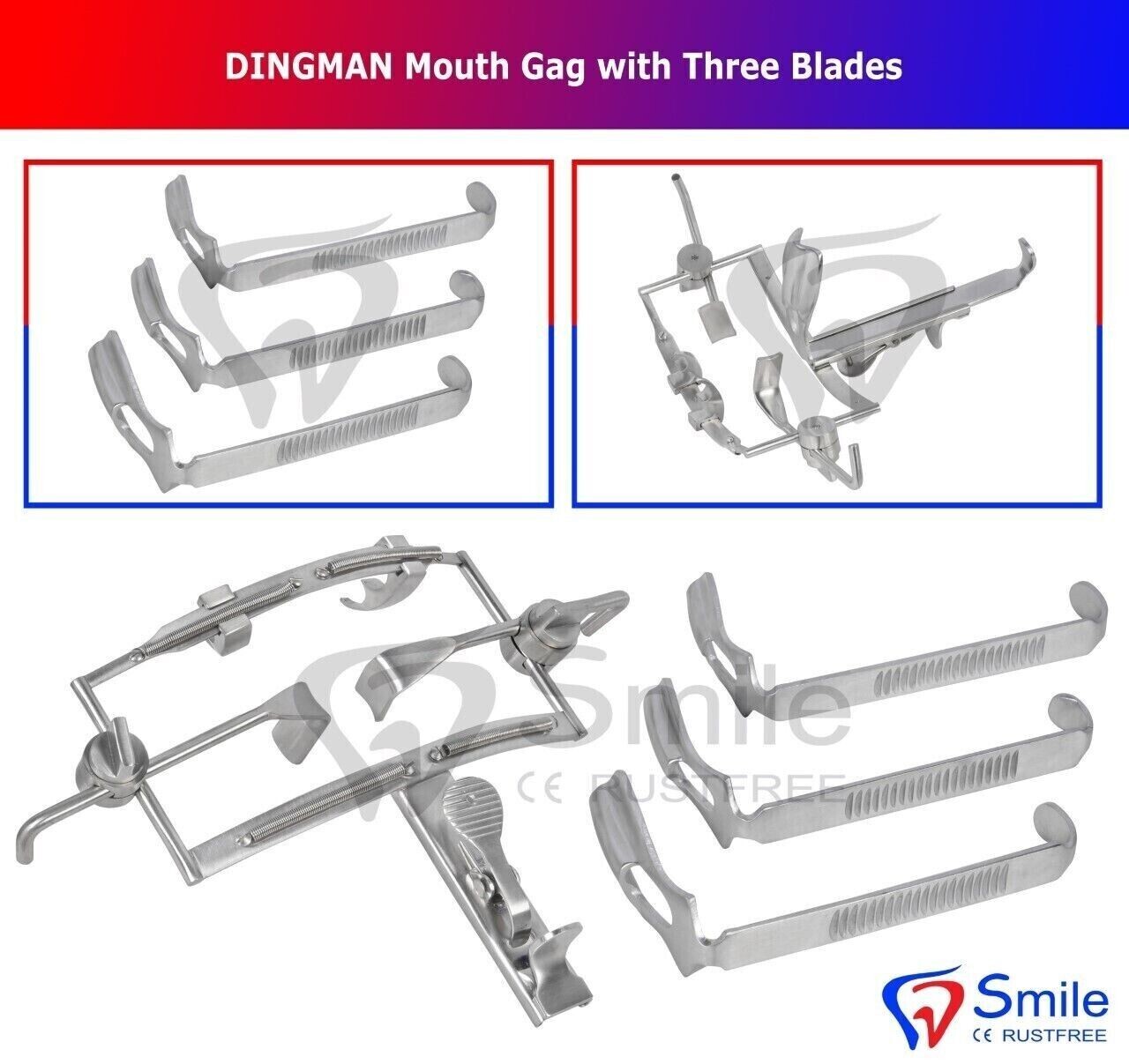 Dingman Mouth Gag / Three Blades Dental Instruments For Cleft Palate Repair FDA
