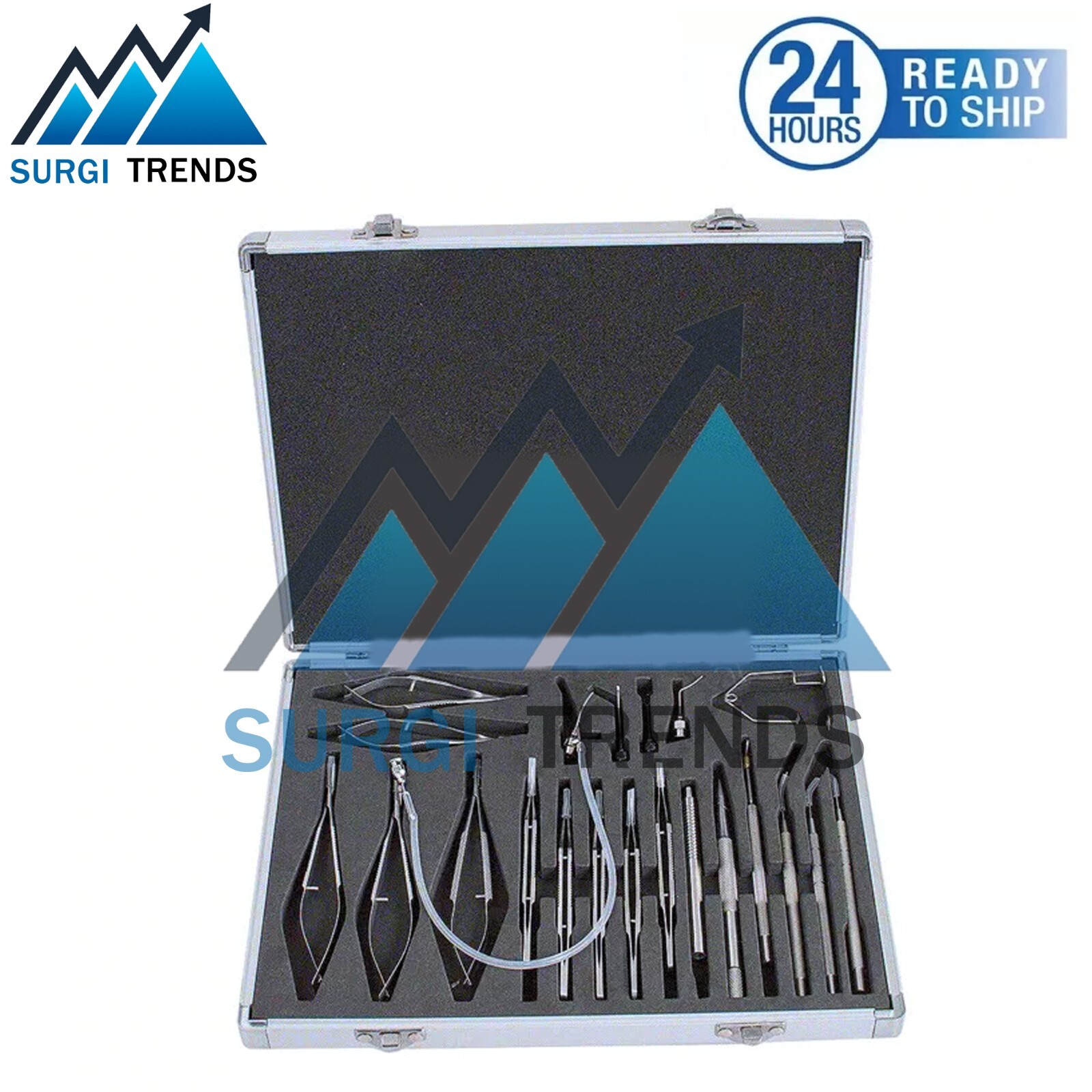 Eye Cataract Titanium Set 21 PCS Ophthalmic Surgical Instruments Set With Box