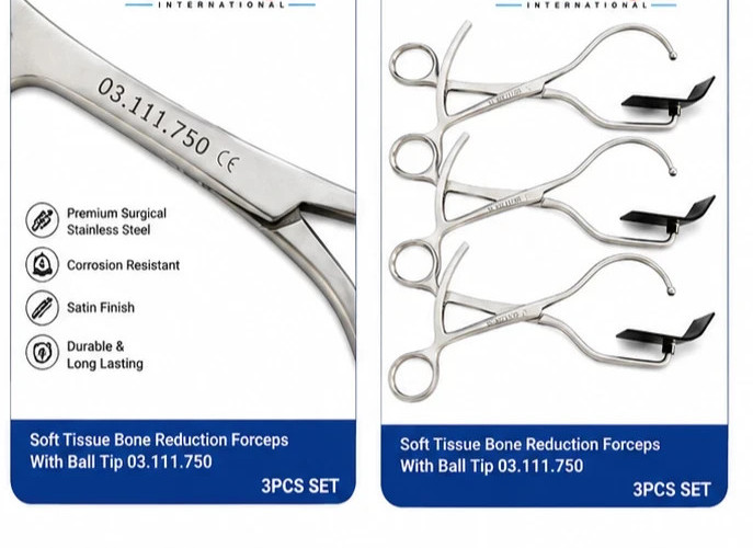 Soft Tissue Bone Reduction Forceps with Ball Tips Steel 03.111.750 3PC Set Offer