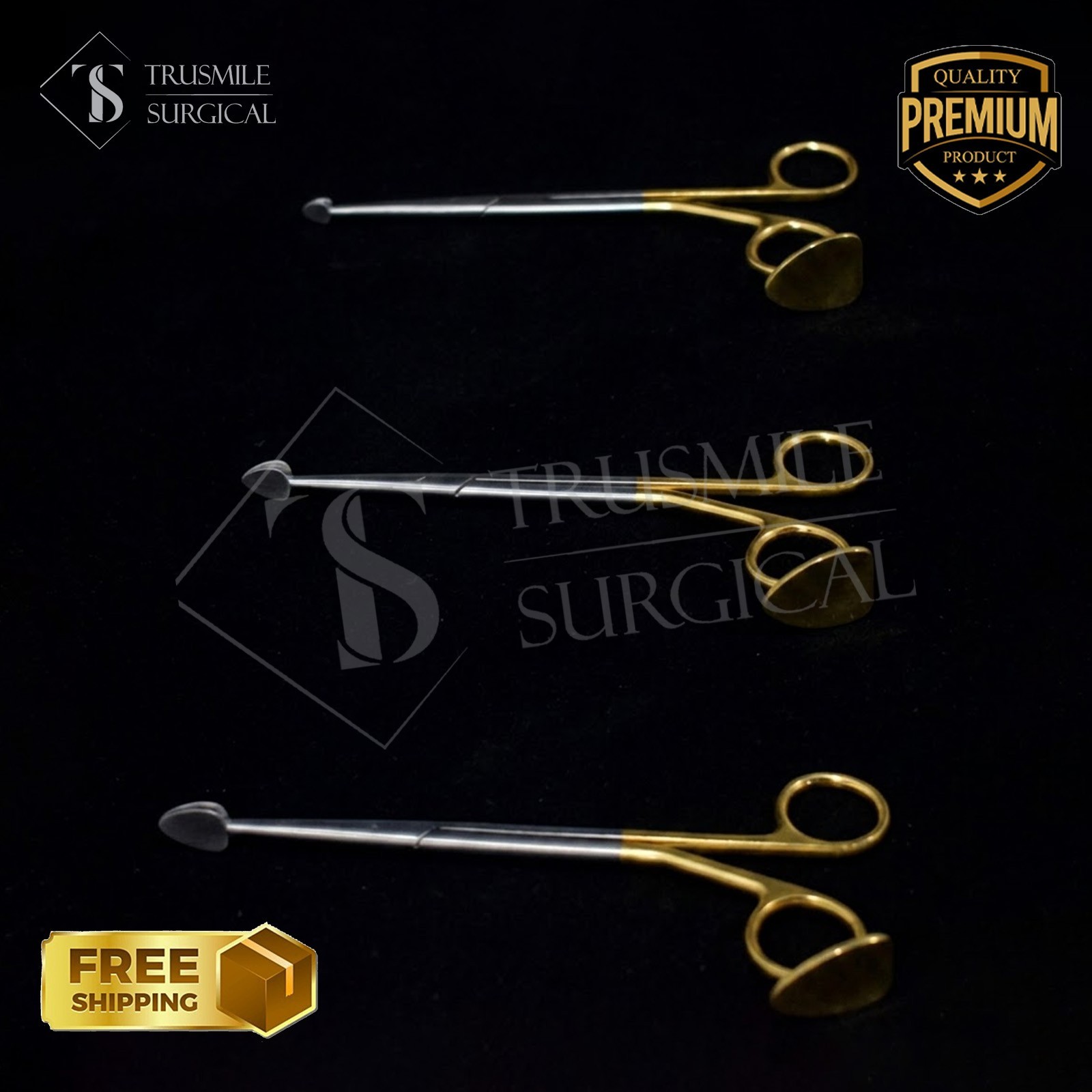 Trepsat Facial Flap dissector scissors set of 3pcs,10mm,15mm,20mm total length