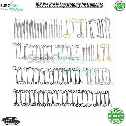 108 Pcs Basic Laparotomy Instruments Set Stainless Surgical German Grade