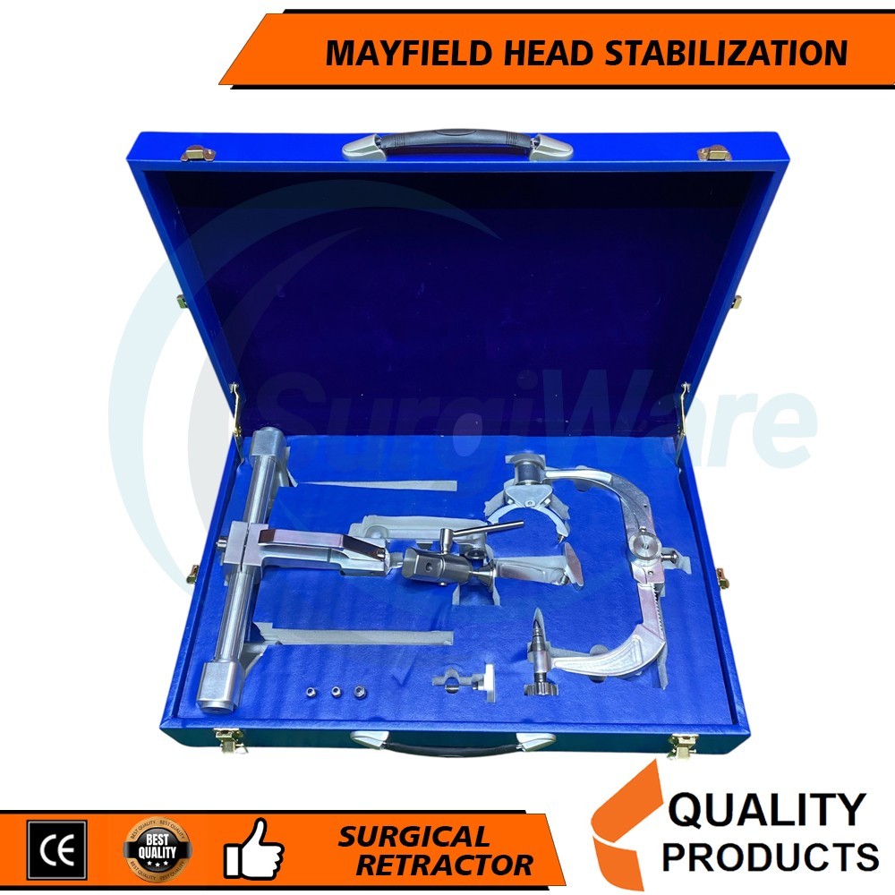 New Mayfield Spine Surgery Table Adapter with Skull Clamp Silver Coating