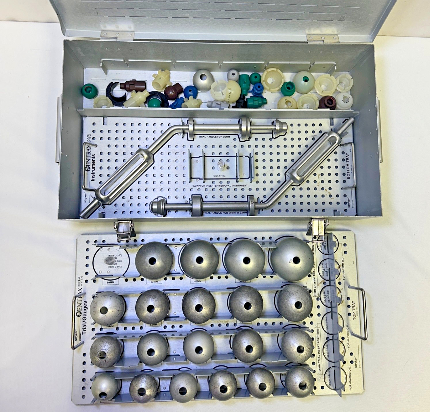 Stryker Howmedica Centrax Bipolar System Trial & Instrument Set w/ Extras &Case