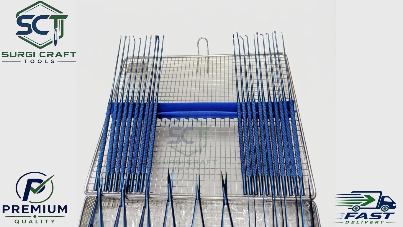Micro Surgery Instrument Set Neurosurgical Titanium Coated Instrument + Mesh Box