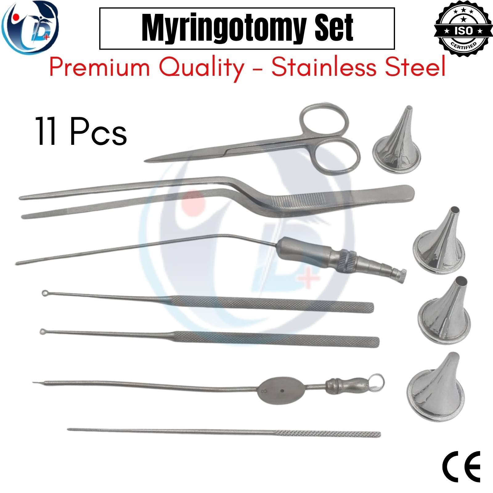 Myringotomy Instruments Set Of 11 Pcs For ENT Myringoplasty Surgical Premium