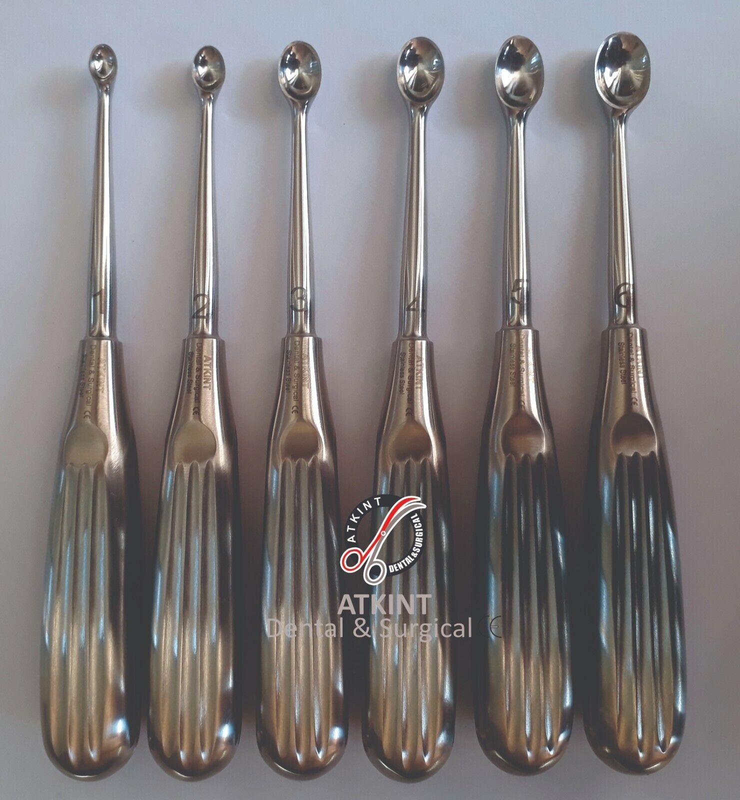 Volkmann Bone Curette Orthopedic Sharp Spoon Surgical Instruments 6 pcs set