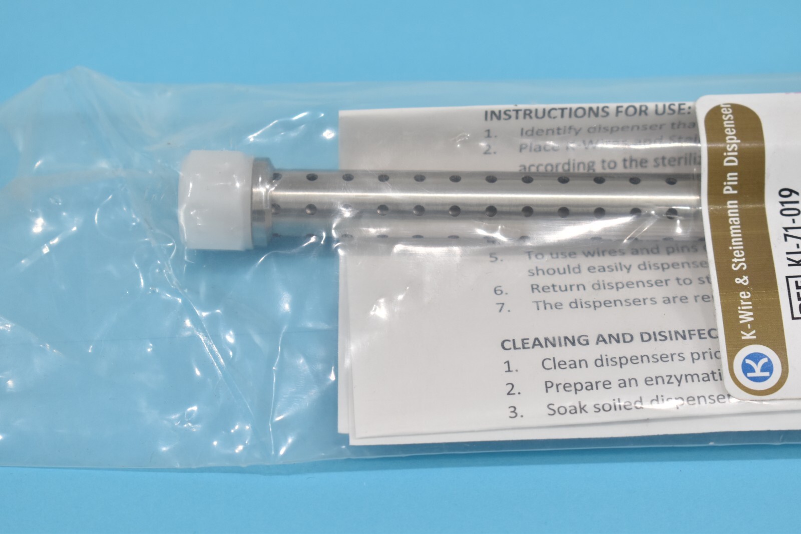 Key Surgical K-Wire & Steinmann Pin Dispenser KI-71-019 Single Chamber 12″ Long