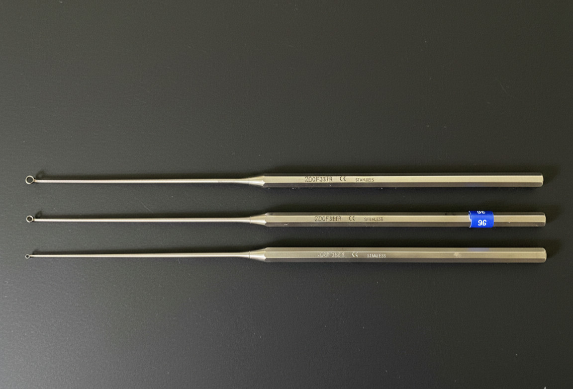 3 PCs Aesculap OF355R OF356R & OF357R Angled Tip Buck Ear Curettes Blunt ENT