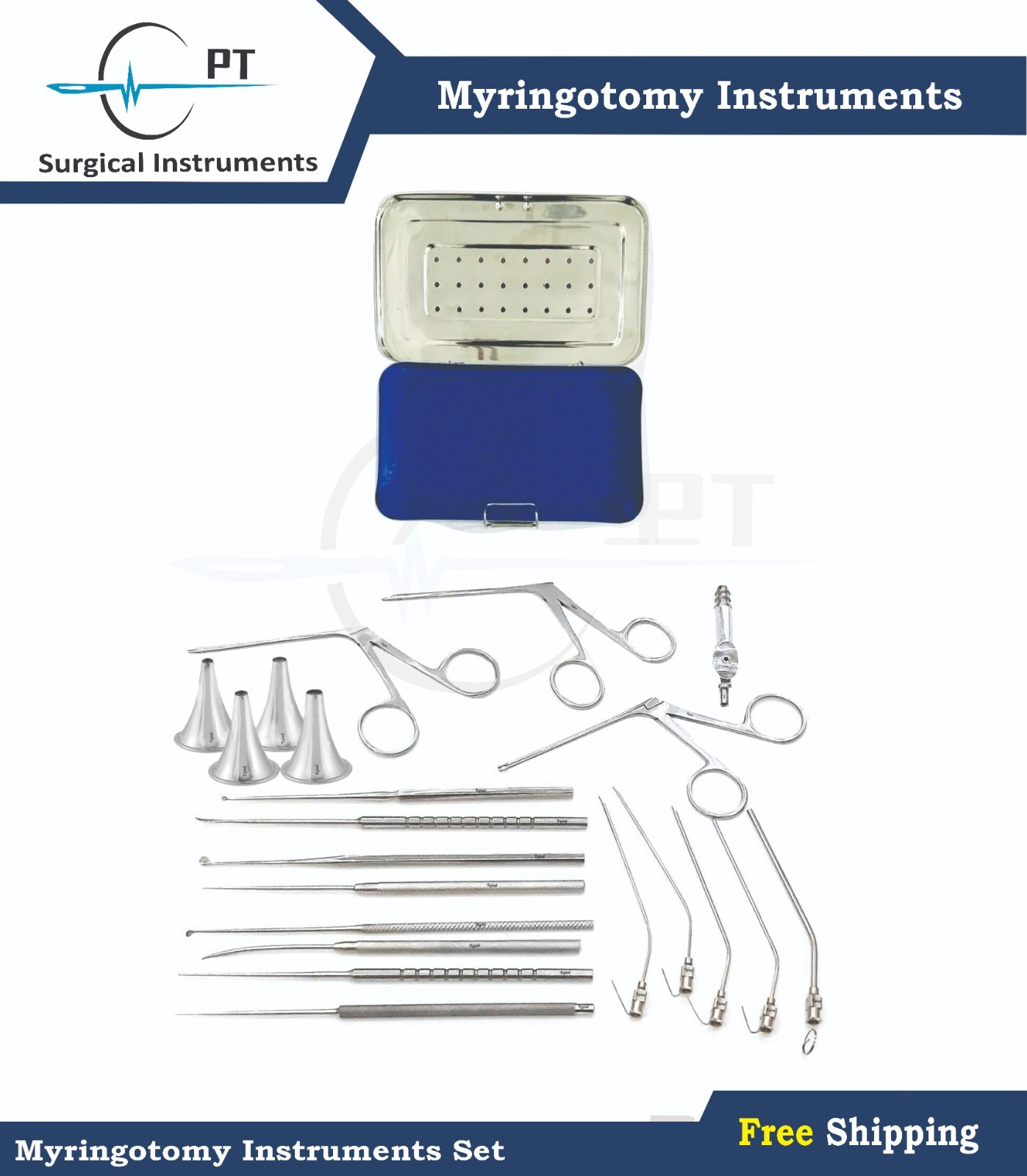 Myringoplasty Surgical ENT Shea Ear Operation Instruments Set Myringotomy W Box