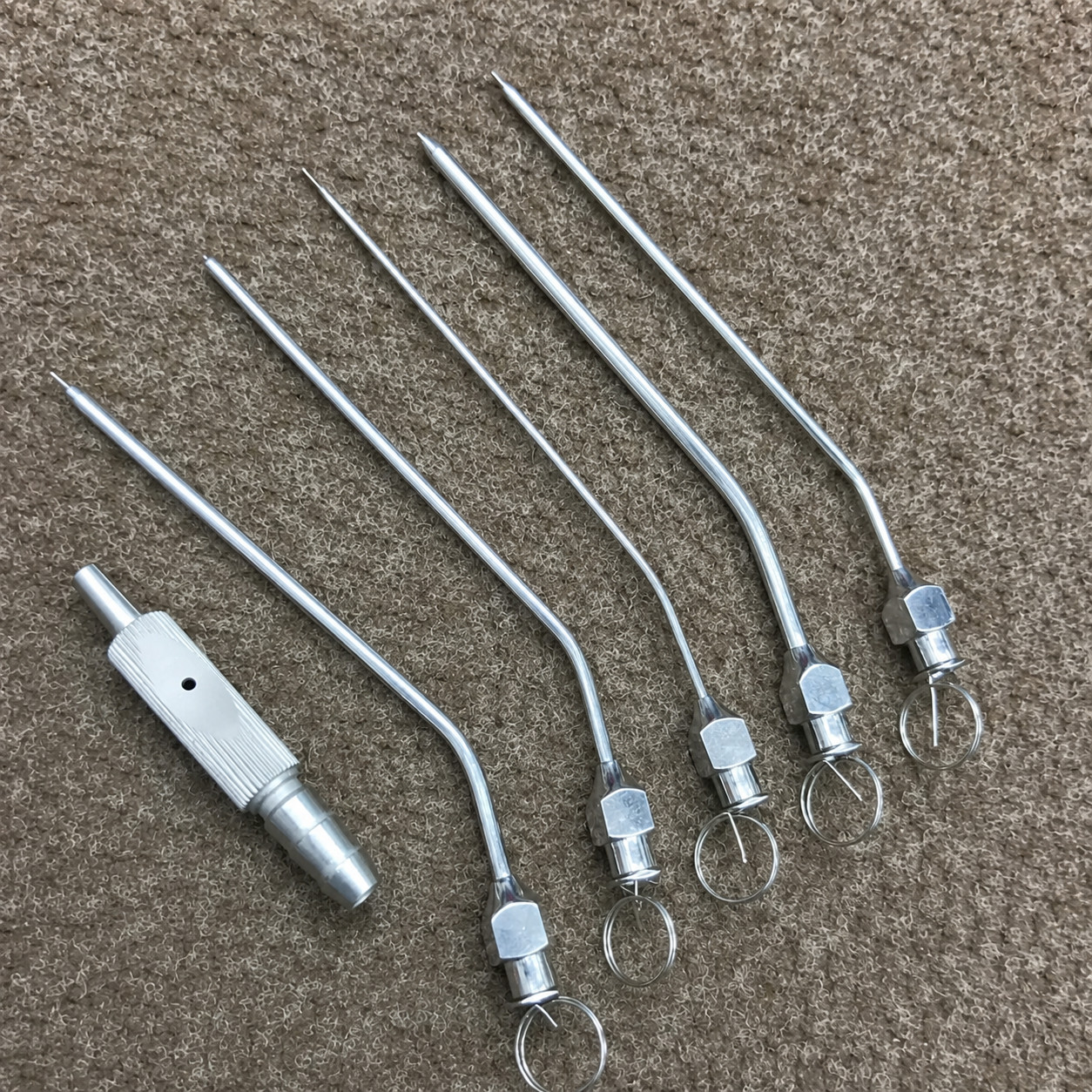 ENT Micro Suction Tube Set 6pcs (12-22G) w/ Suction Adapter Cannula Surgical