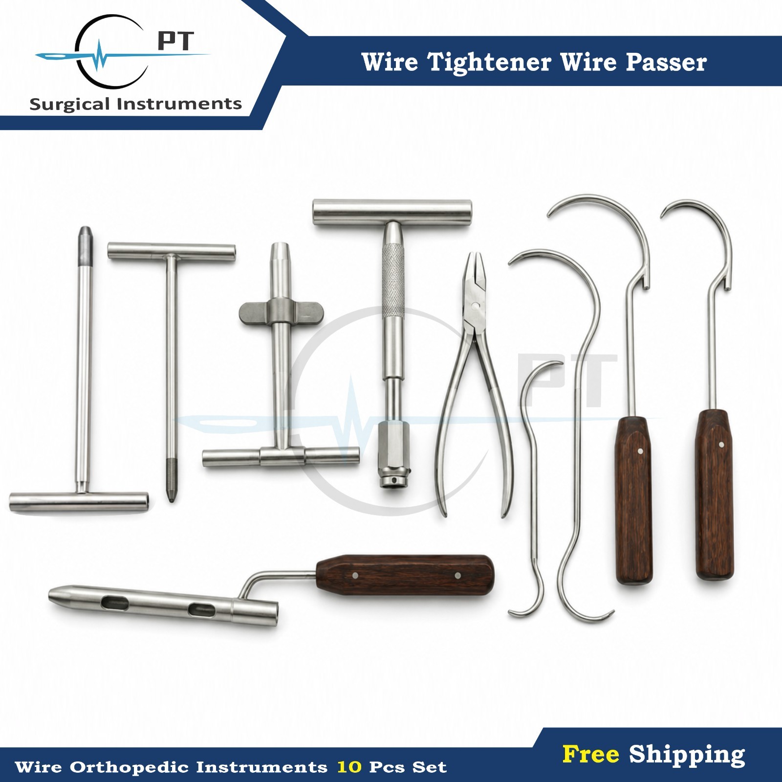 Wire Tightener k Wire Passer Set 10 Pcs Orthopedic Surgical Instruments Stainles