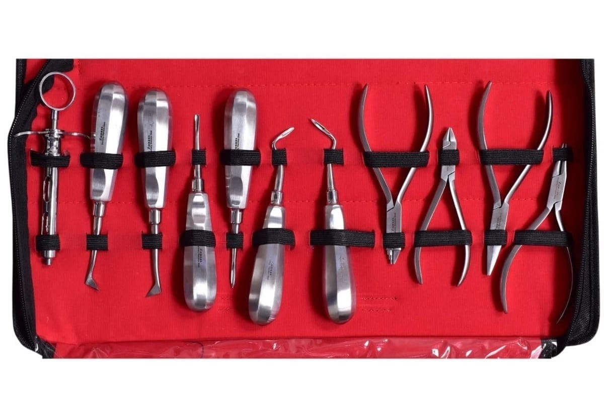 54 PCS Dental Surgical Extraction Instrument Kit Elevators Forceps Set