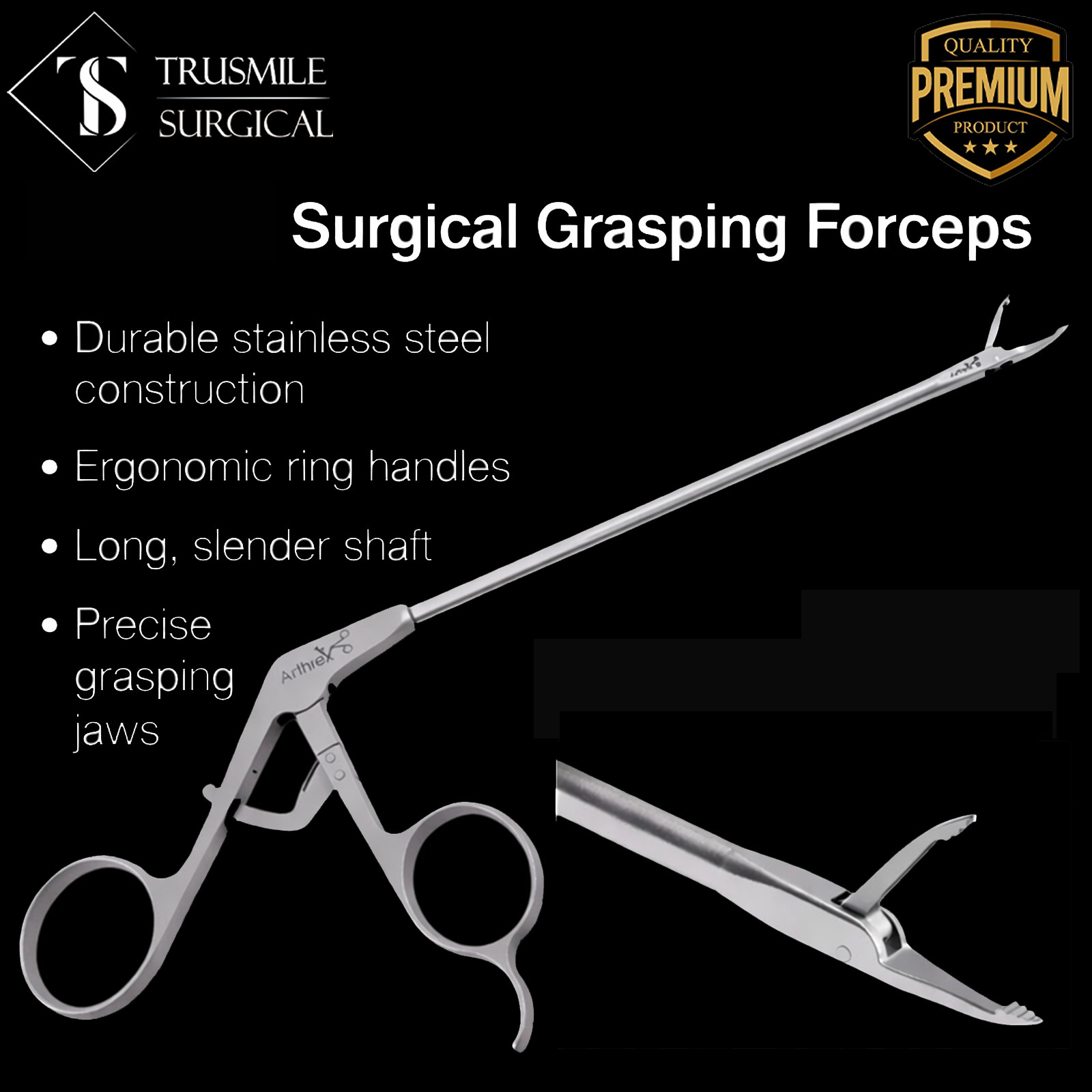Arthrex arthroscopy Grasper Small Joint Pointed Straight Tip 2.75mm NR Handle 4″