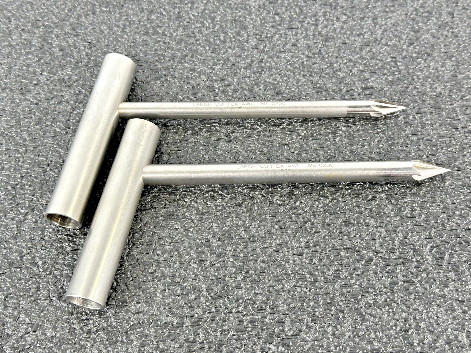 Lot of 2 Large Cortex Awl MS-0200 Stainless Steel T-Handle Instruments