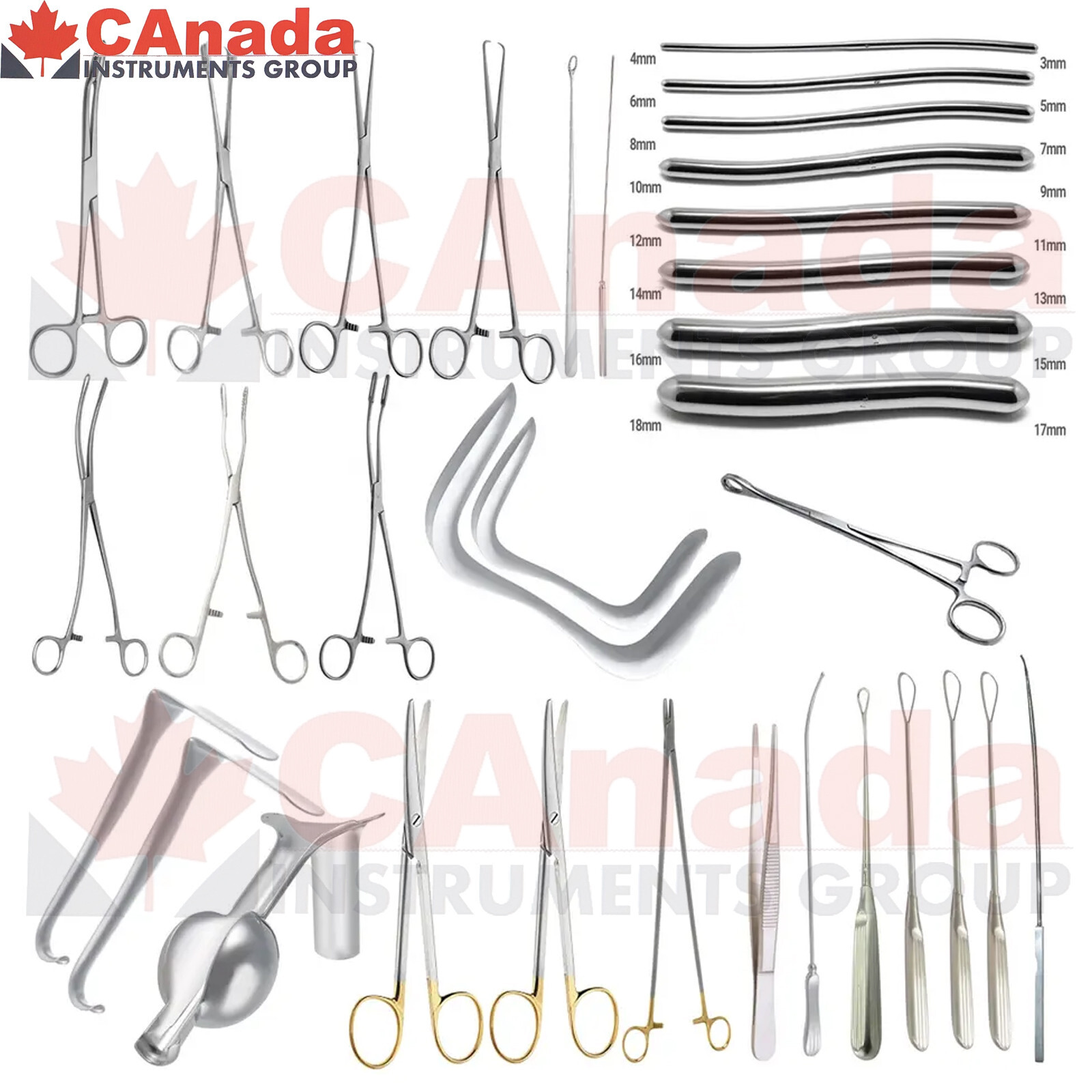 33 Pieces Dilation and Curettage (D&C) Set Gynecology Surgical Instruments