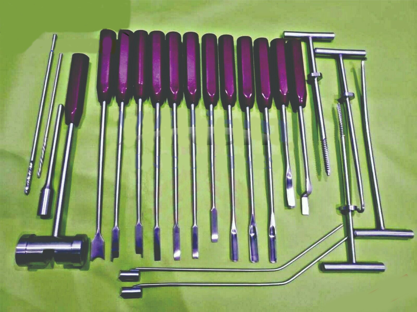 Mueller-Type Cement Removal Instruments Titanium Blue Set of 22 Pcs Orthopedic