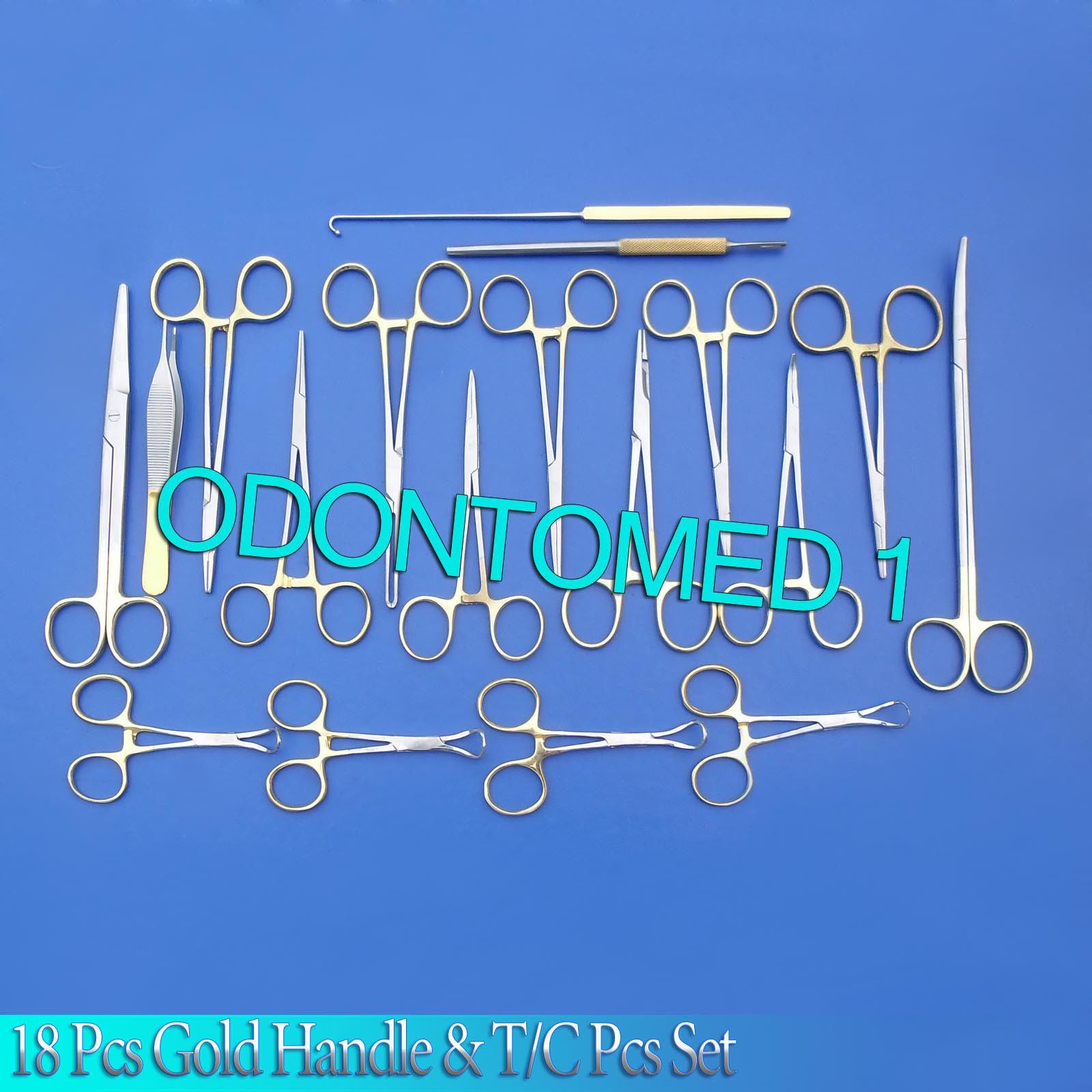 SET OF 18 PCS GOLD HANDLE GENERAL CANINE SPAY PACK SURGICAL INSTRUMENTS KIT