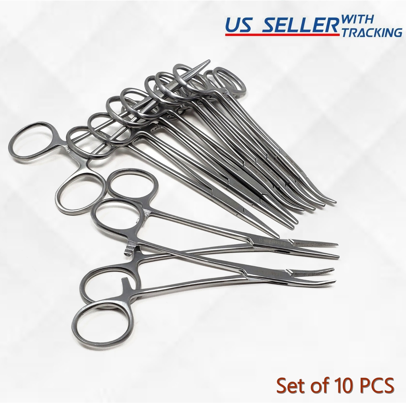 10 Pcs Mosquito Hemostat Locking Forceps 5 Curved & 5 Straight Surgical Dental