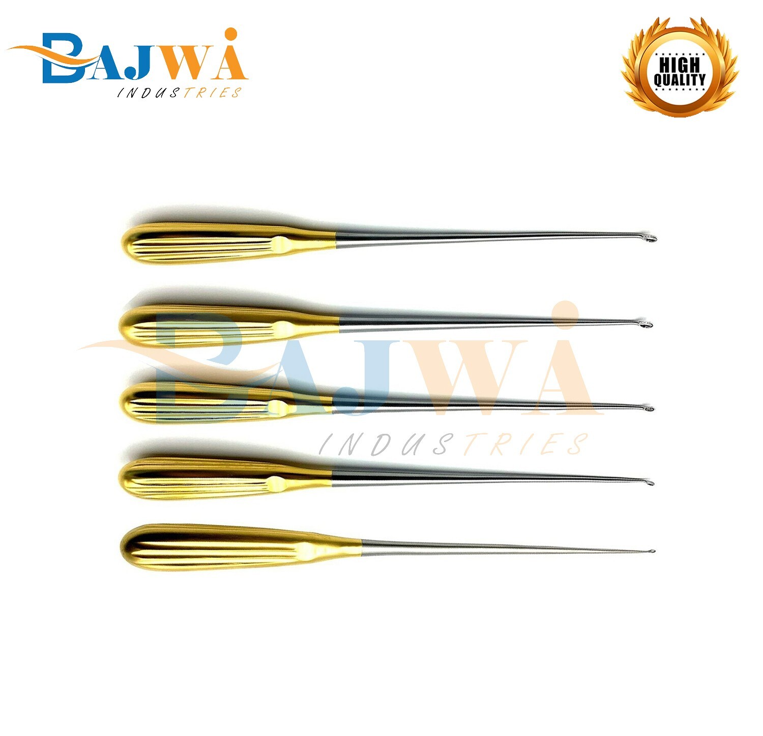 Spratt Brun Bone Curette Bundle Curved 26 cm Set of 5