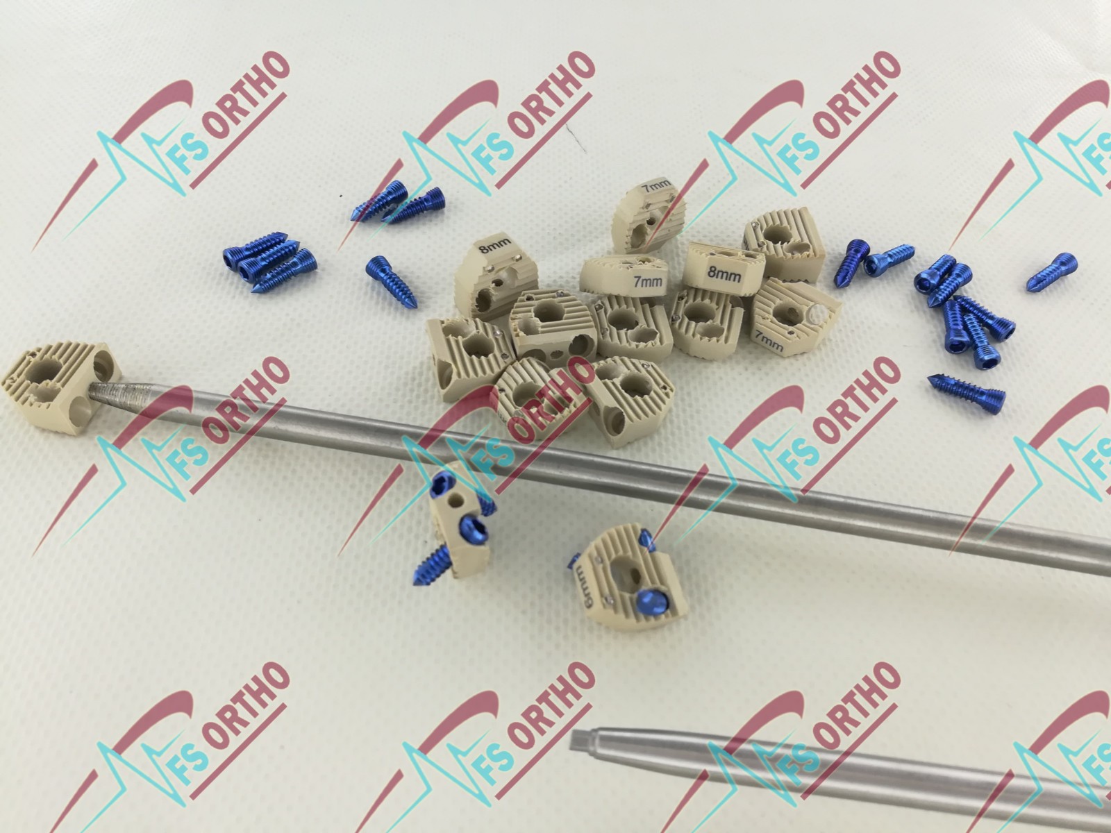 6mm Locking CERVICAL FUSION SPINE CAGE (PEEK Material) with SCREWS , 16Pcs