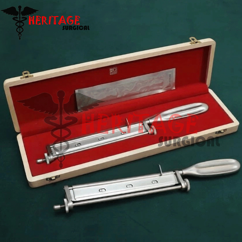 Skin Graft Knife Handle with 5 Dermatome Skin Blades and Wooden Box High Quality