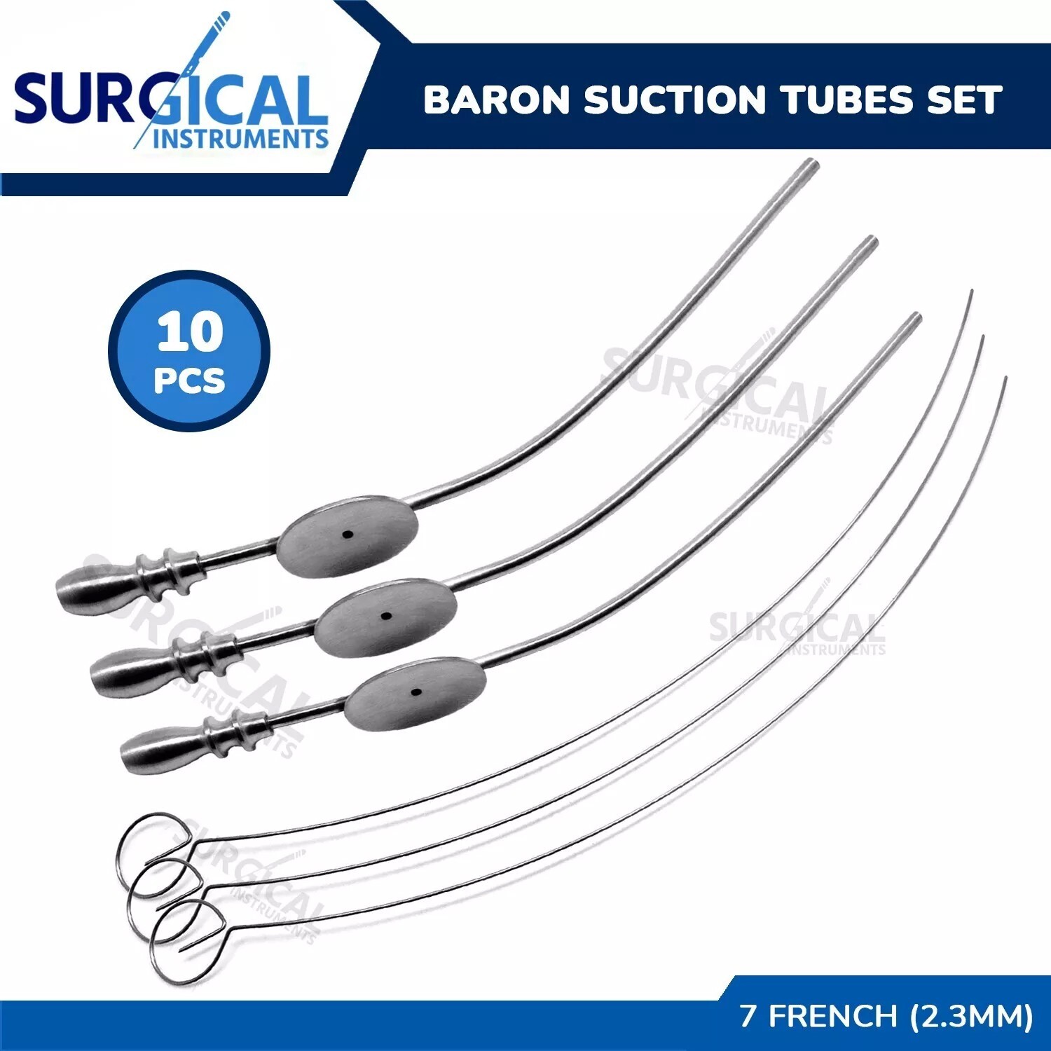 10 Pcs BARON Suction Tube 7 French (2.3 mm) Surgical Instruments German Grade