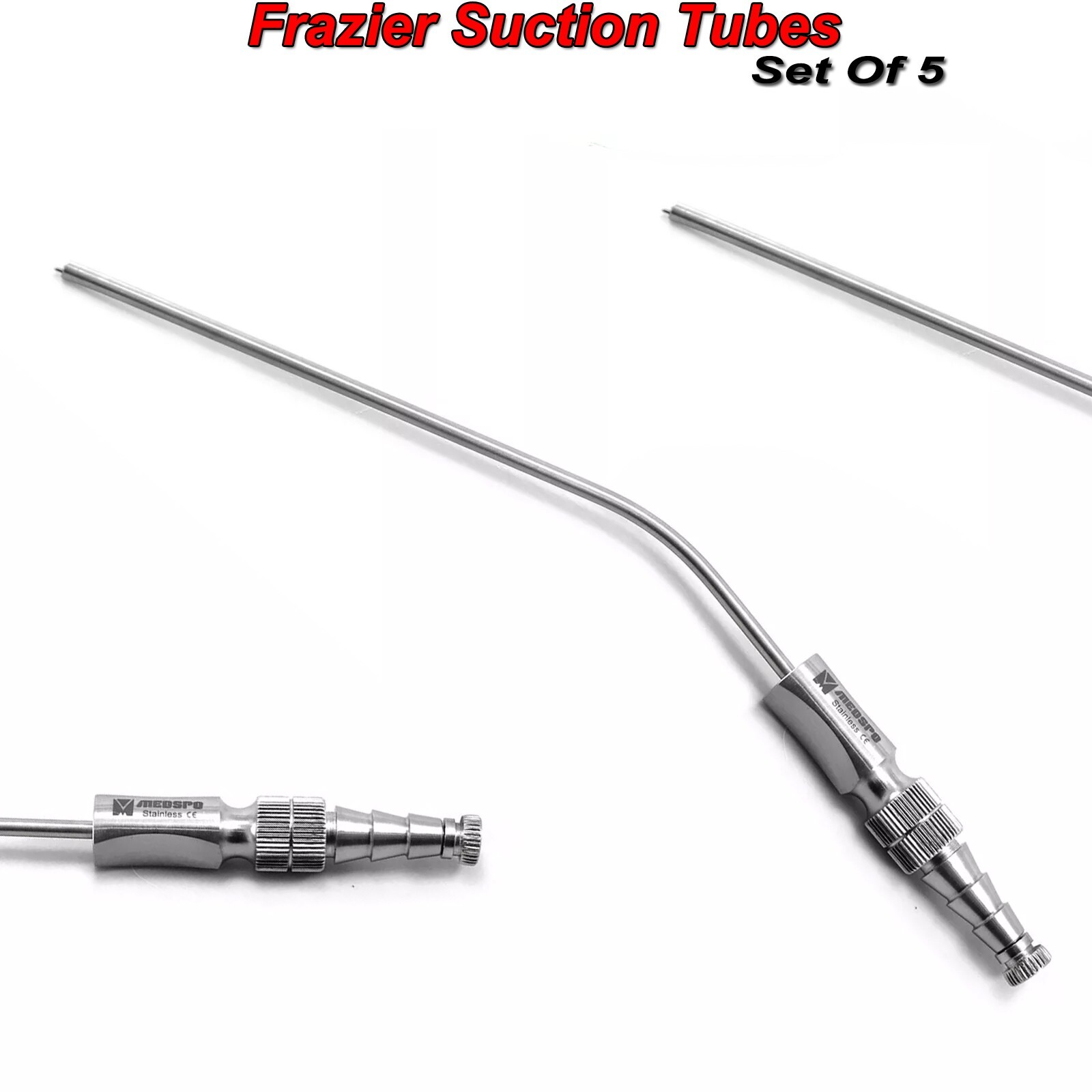 Set Of 5 Dental Aspirator Frazier Suction Surgical Tubes Diagnostic Instruments
