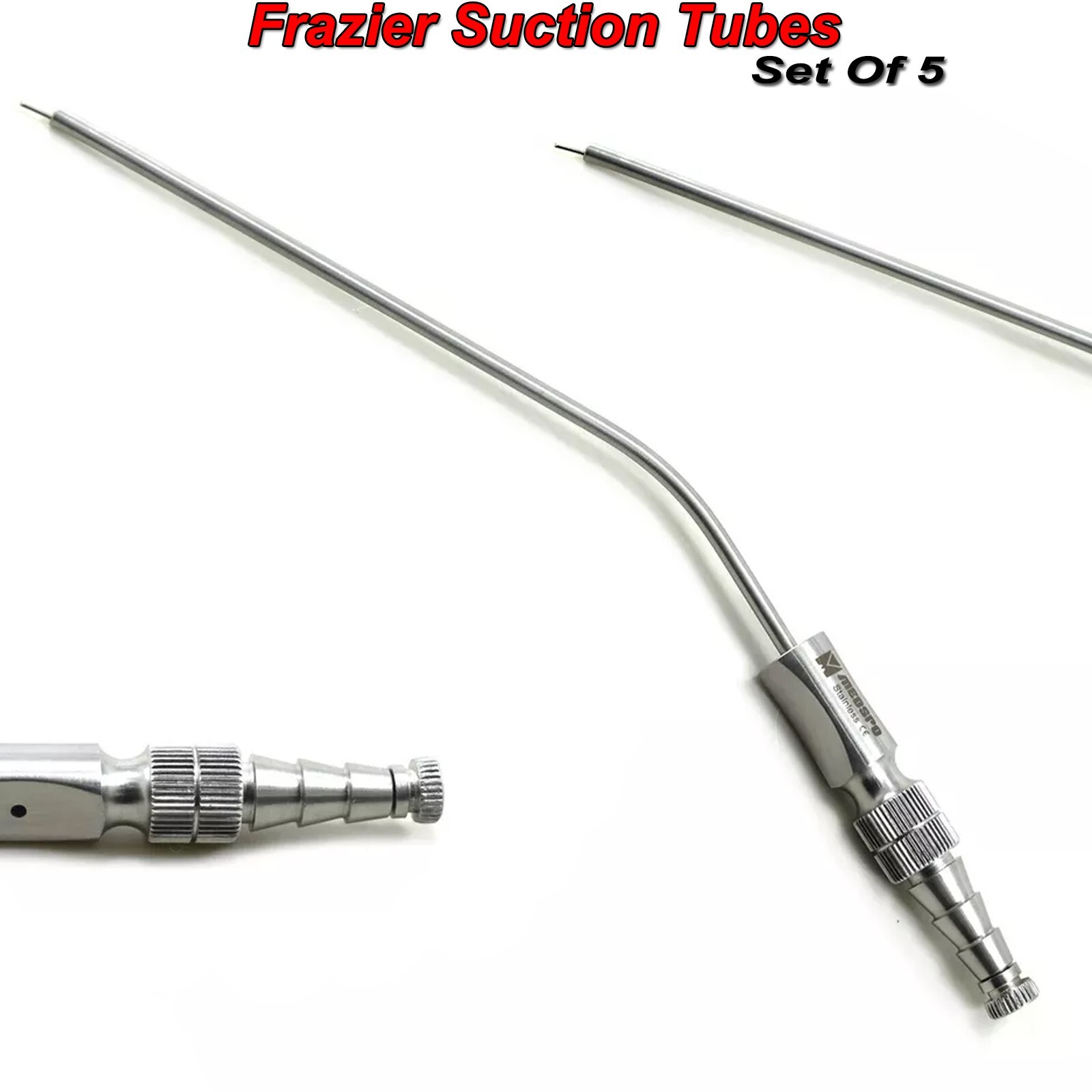 Set Of 5 Dental Aspirator Frazier Suction Surgical Tubes Diagnostic Instruments