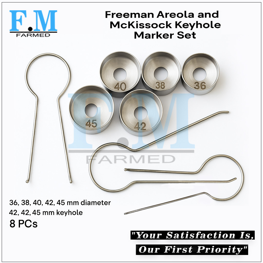 Freeman Areola marker set of 5 pcs 36,38,40,42,45mm with McKissock Keyhole