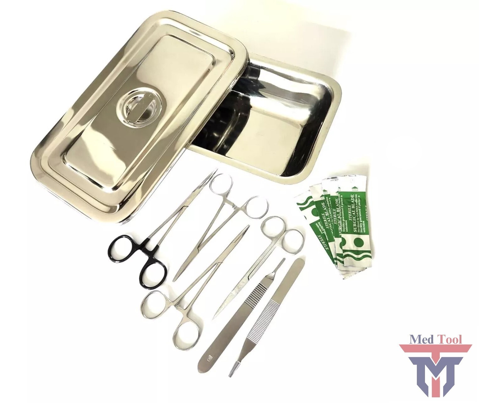 Set of 12 Pieces Basic Minor Surgery Kit Steel Box Surgical Instruments