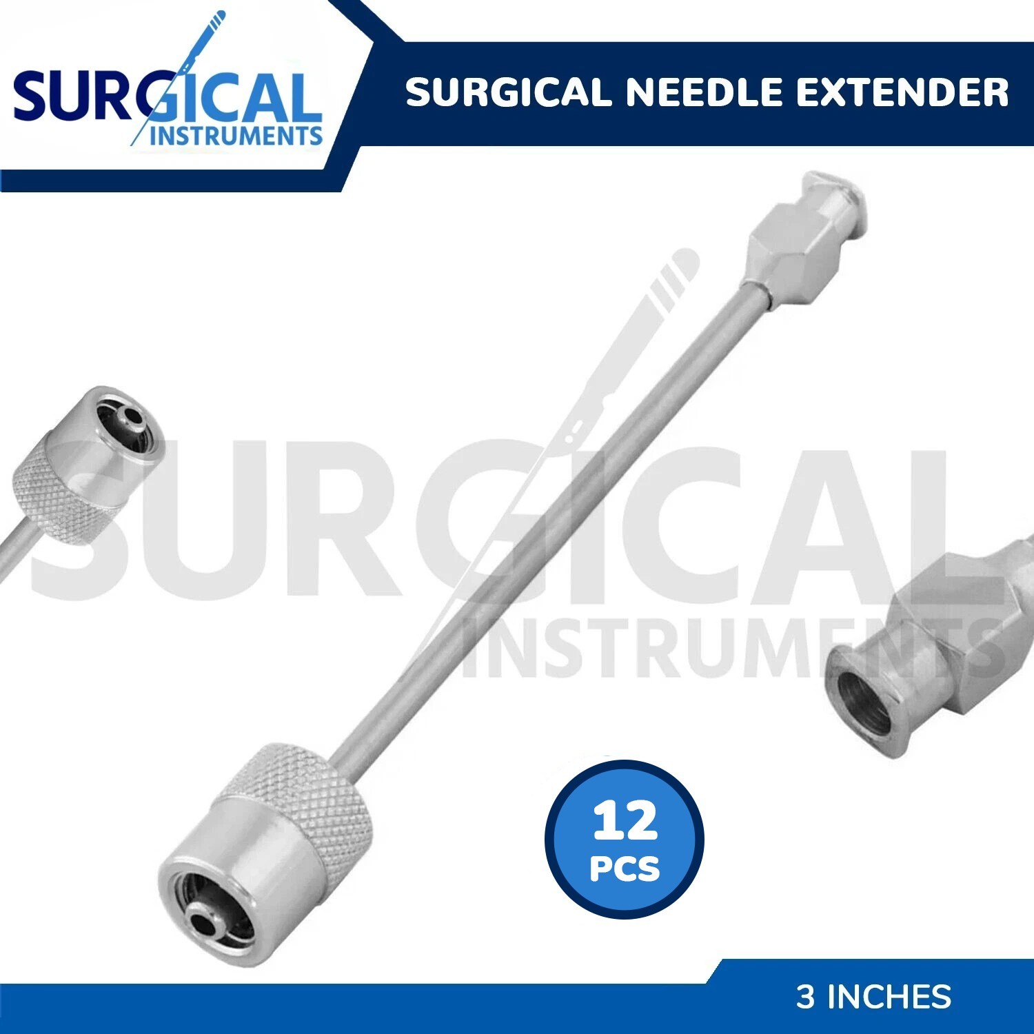 12 Pieces Surgical Needle Extender 3″ Stainless Steel Cervical Block German Gr