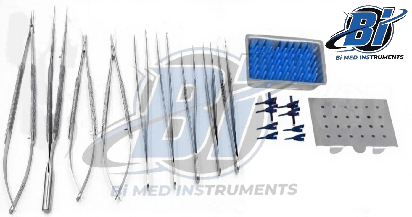 Micro Surgery Instrument Set 9 Pcs With Micro Vascular Clamp Plastic Surgery