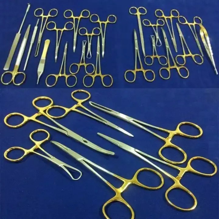 21PCS Feline Spay Surgical Instruments Gold Handle T/C Veterinary Surgical Kit