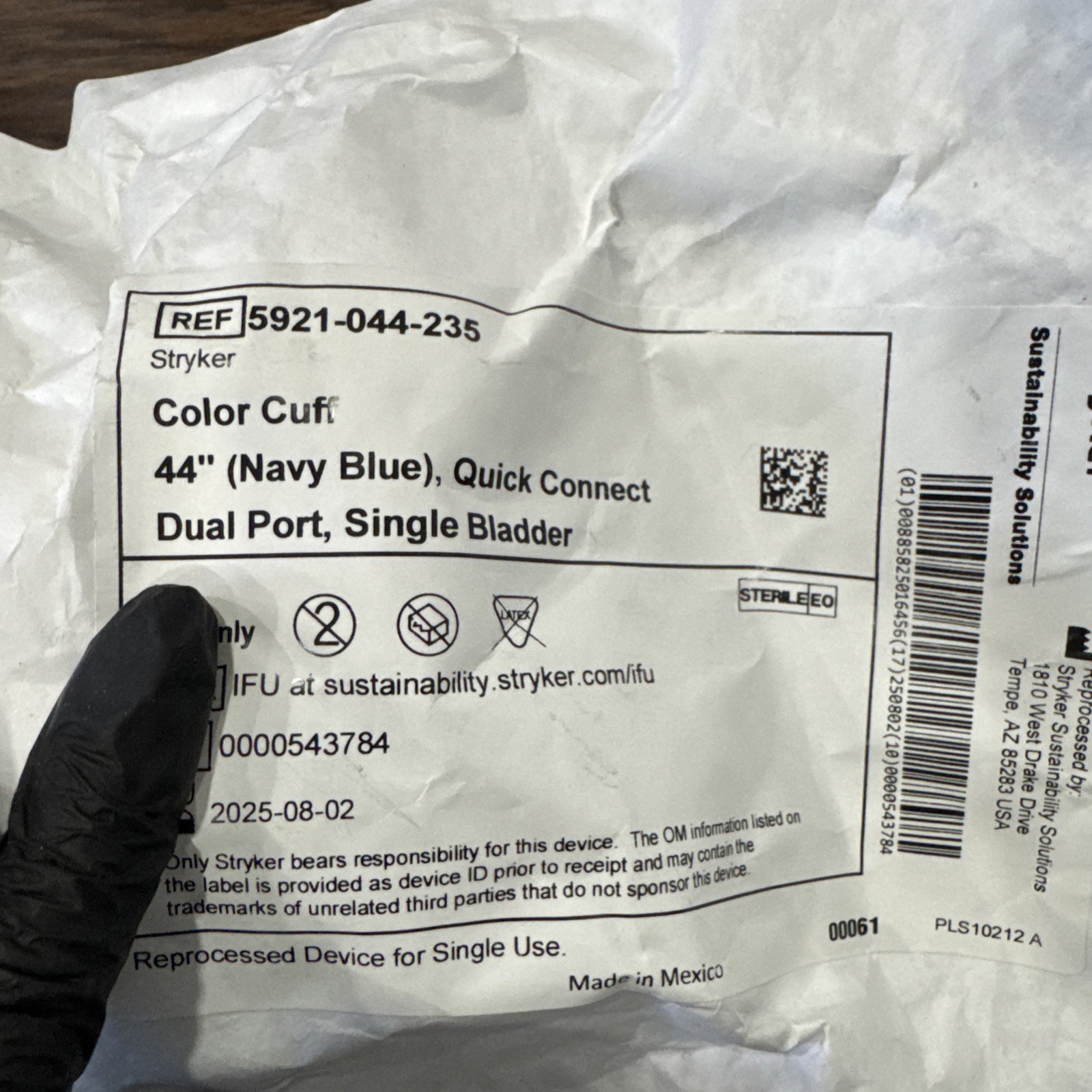 STRYKER 5921-044-235 Color Cuff 44” (Navy Blue) Quick Connect Dual Port Lot 4