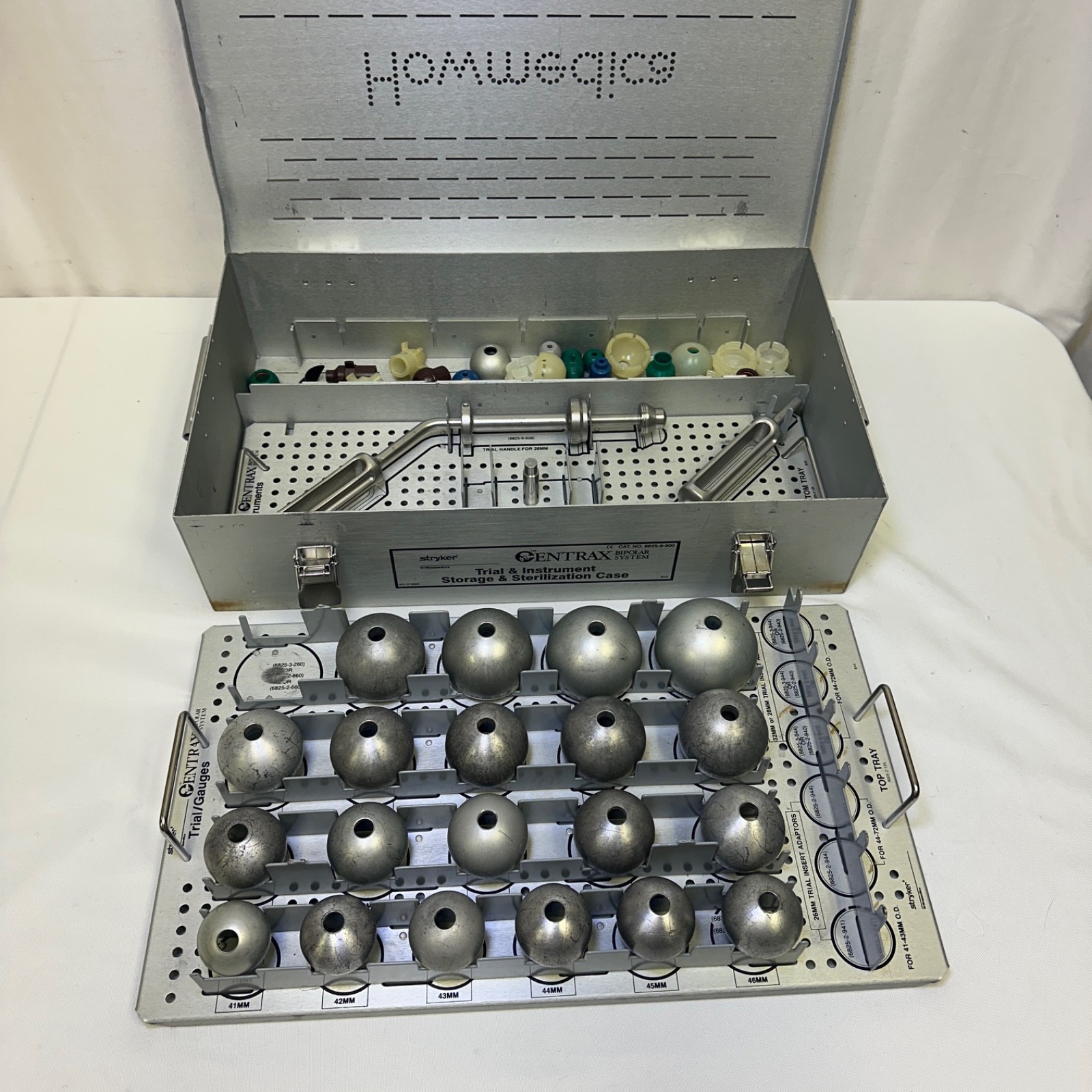Stryker Howmedica Centrax Bipolar System Trial & Instrument Set w/ Extras &Case