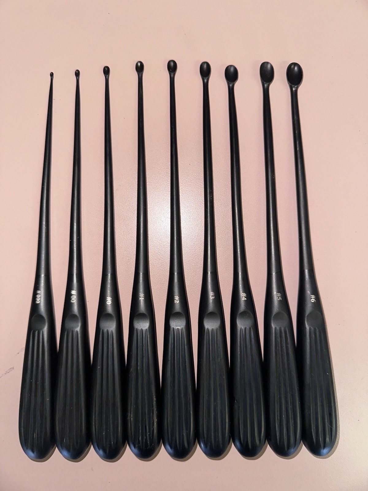 Set of 9 Orthopedic Bone Curettes Assorted Sizes Range #000-#6 Instruments