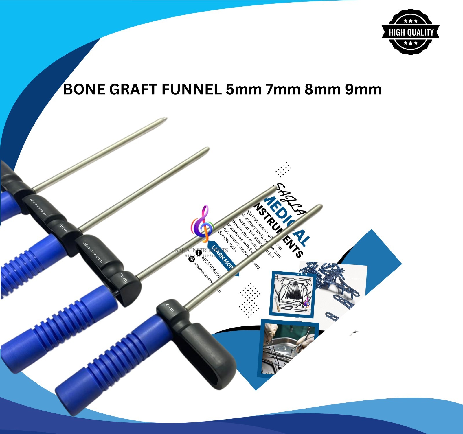 Bone Graft Funnel Pedicle 5mm,7mm,8mm,9mm Pet Orthopedic Instrument pet by Sajla