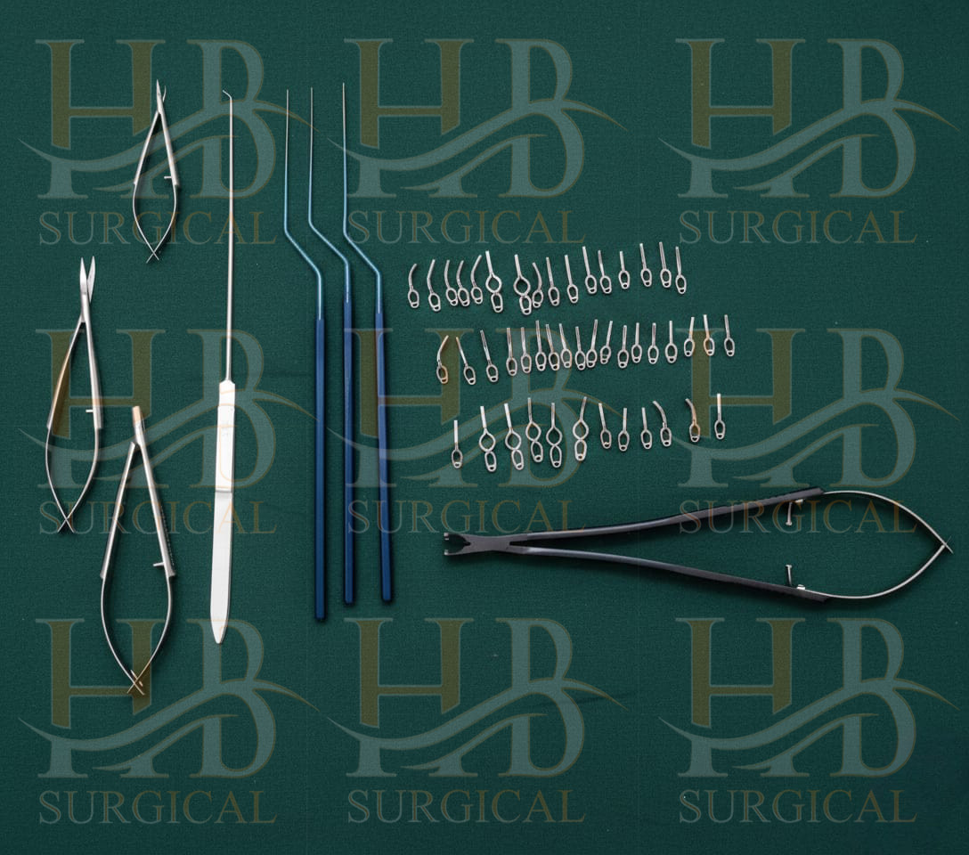 40 ANEURYSM TITANIUM CLIPS+3MICROSCISSORS SET+ROTATING CLIP APPLICATOR