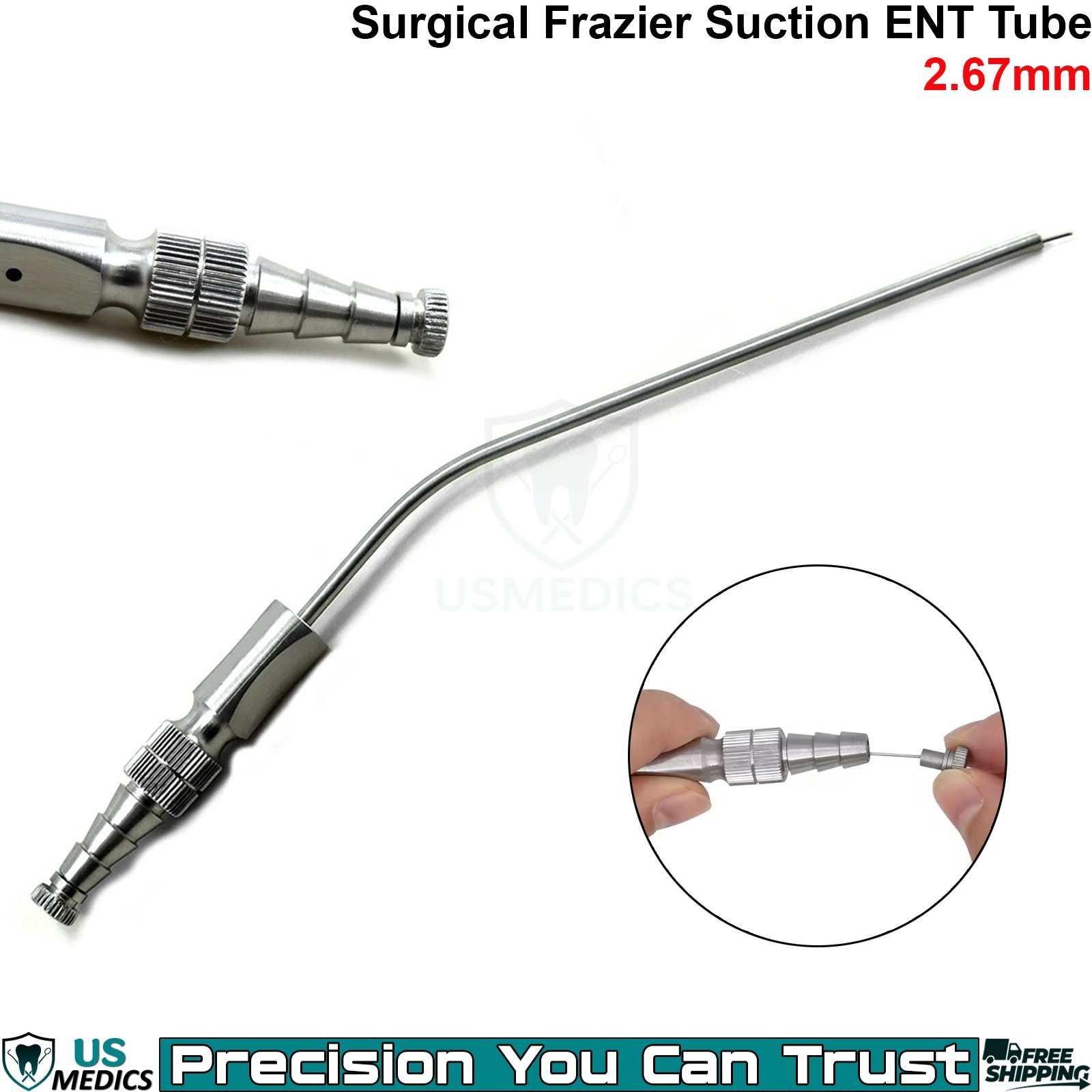 Surgical Frazier Suction Tube 2.67mm ENT Neurosurgical Medical Instrument A+ New