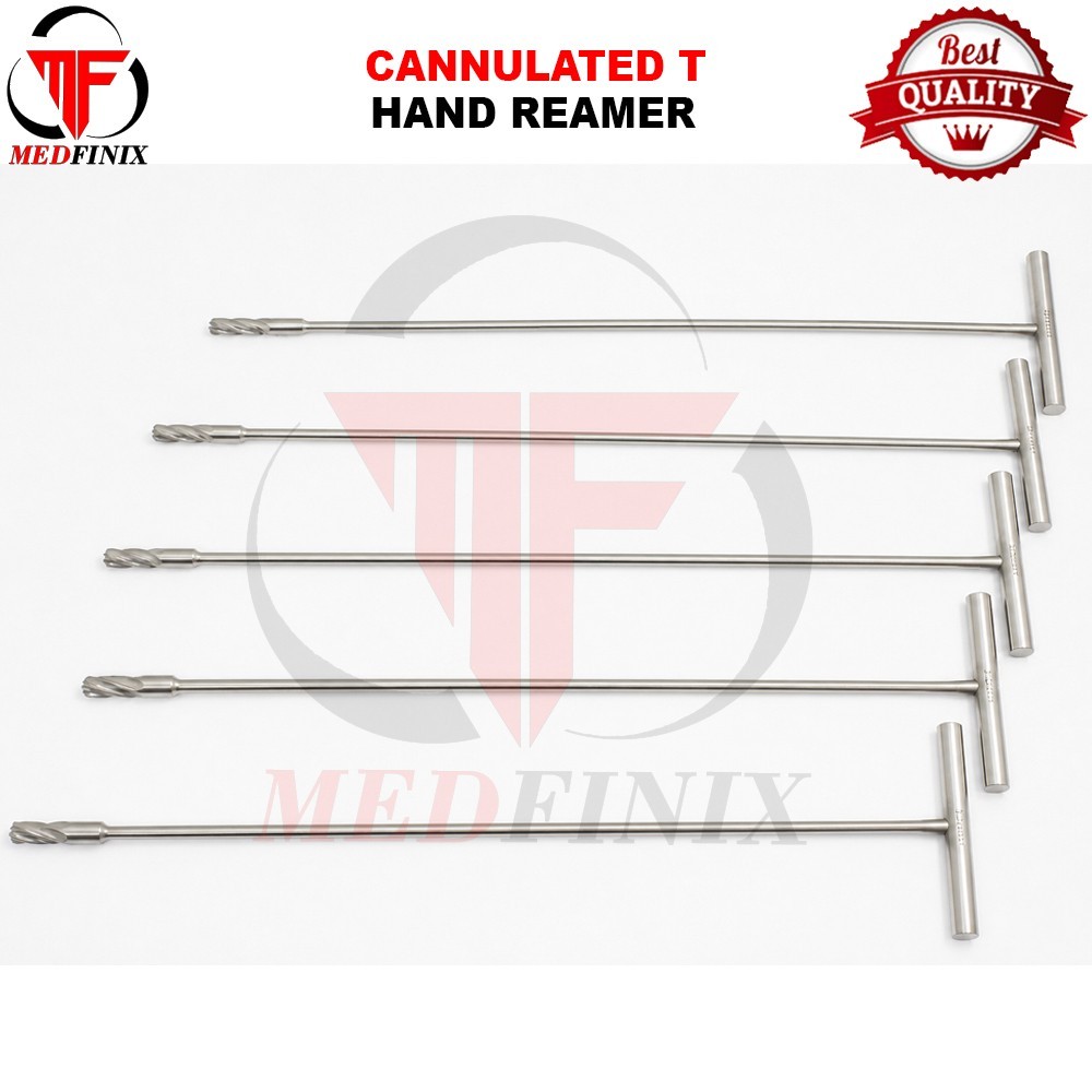 Cannulated Reamer in T- Handle 8 mm to 12 mm set of 5 Pcs Orthopedic Instruments