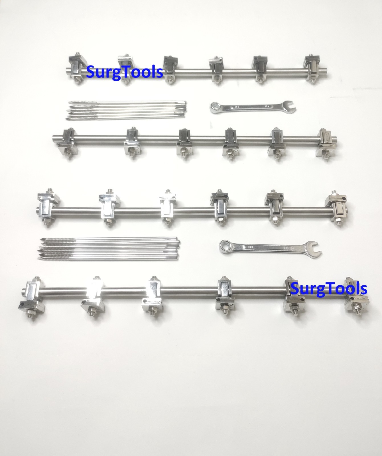 AO External Fixator Set 4.5 for Tibia and 5.0 for Femur 2 Sets Stainless Steel