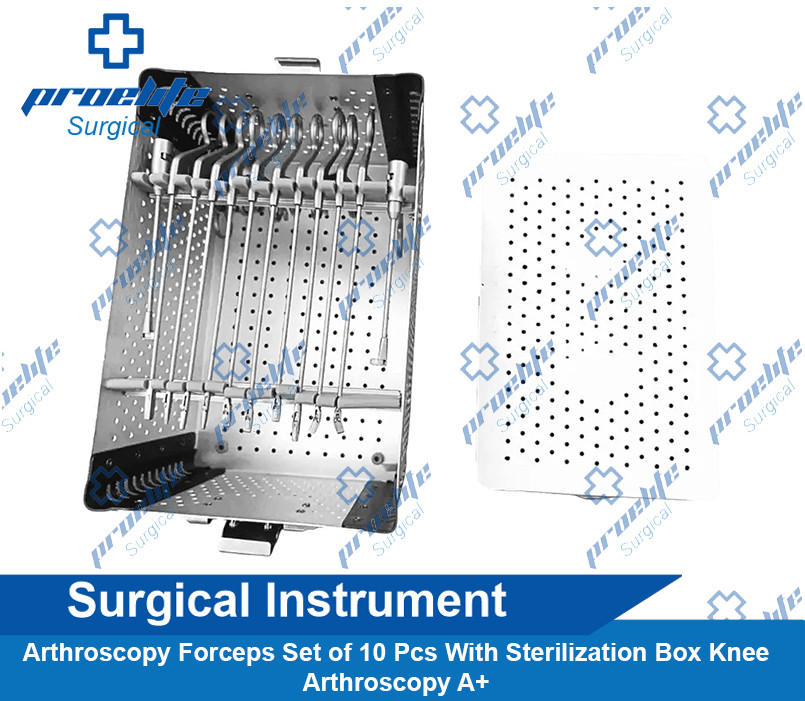 Arthroscopy Forceps Set of 10 Pcs With Sterilization Box Knee Arthroscopy A+