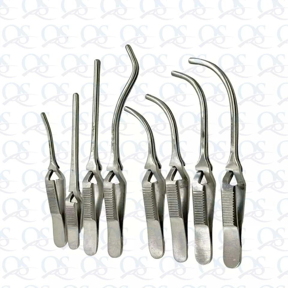 Vascular DeBakey Bulldog Clamp Curved/Straight Surgical Instrument 8 PCS Set