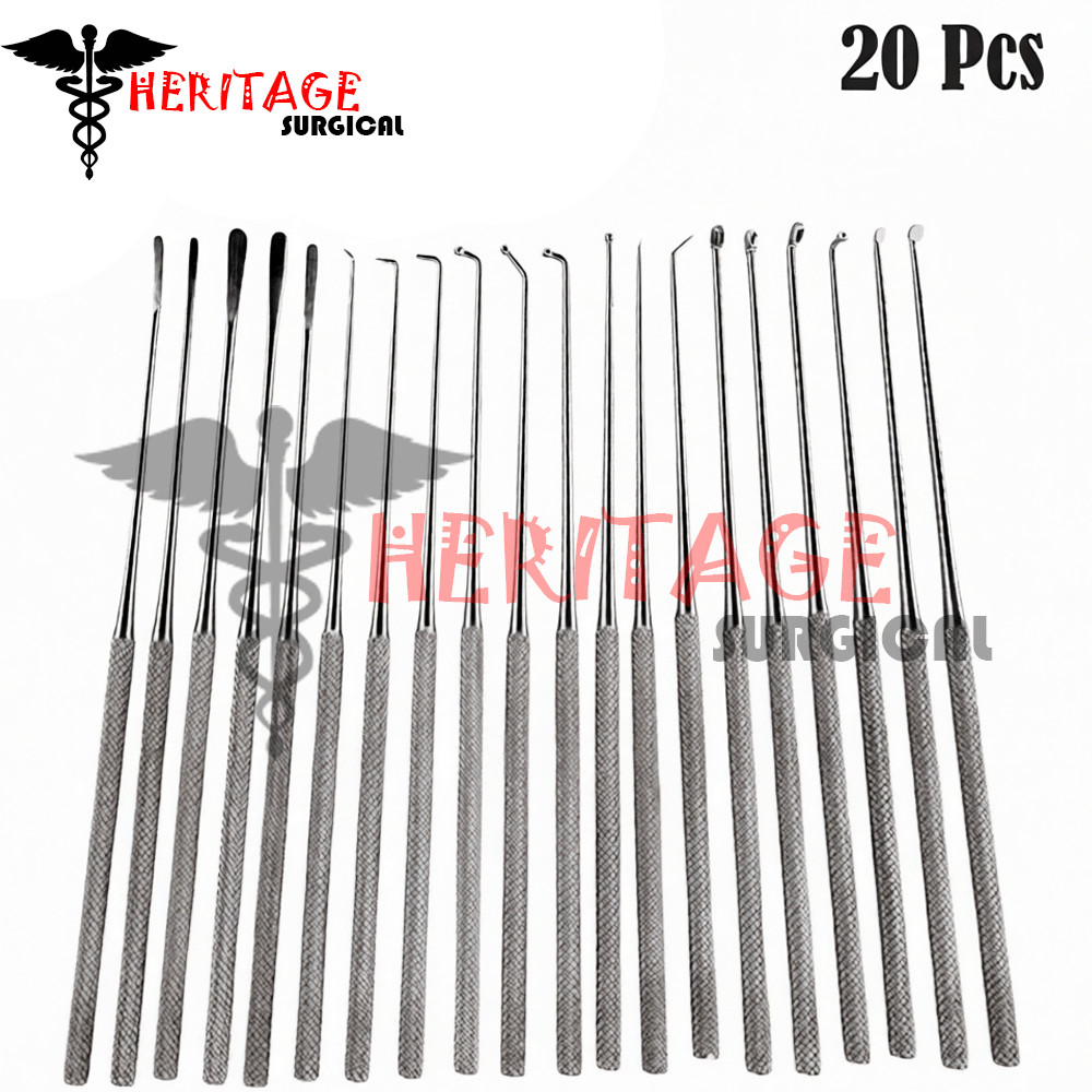 Rhoton Micro Dissector Expanded Set 20 Pcs Neurosurgery Instruments Surgical Kit