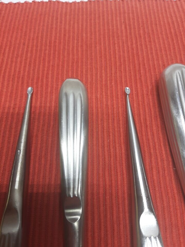 Set Of 9 Codman Aesculap Jarit V.Mueller Bone Cup Curettes Spinal Orthopedics