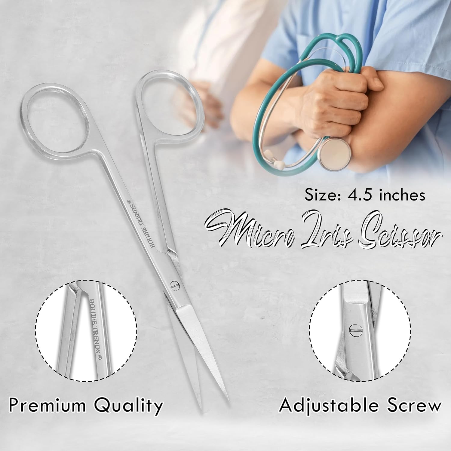 Iris Micro Dissecting Scissors 4.5″ Fine Point Skin Tag Medical Surgical
