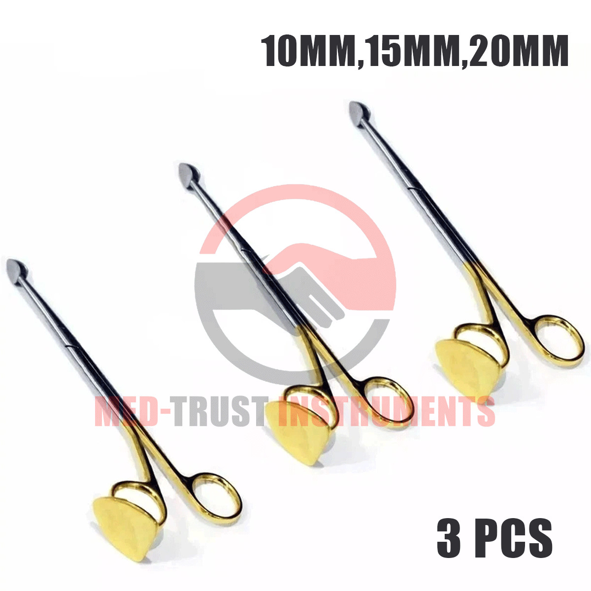 Trepsat Facial Flap dissector scissors set of 3pcs,10mm,15mm,20mm total length